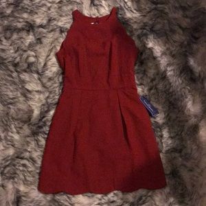 Lauren James burgundy searsucker dress